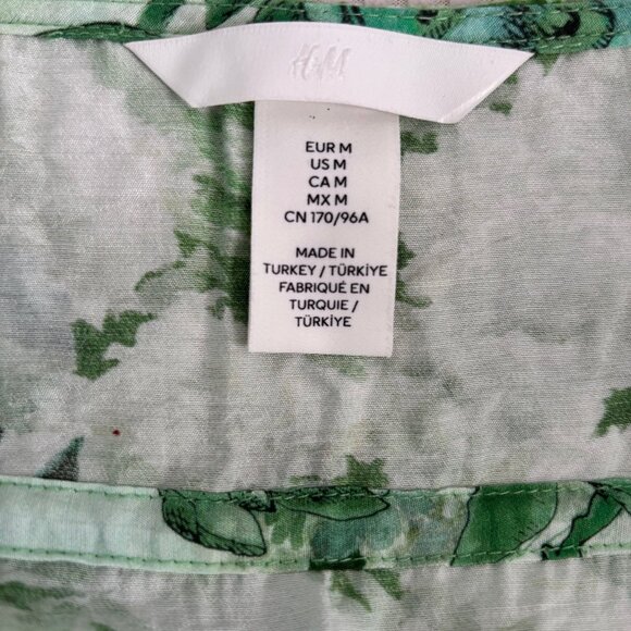 H&M BEAUTIFUL PEACOCK AND PLANTS DESIGN, GREEN LONG DRESS, SZ. M - Picture 11 of 12